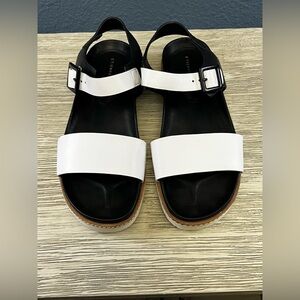 Etienne Aigner x Anthropologie Premium Leather Black and White Sandals